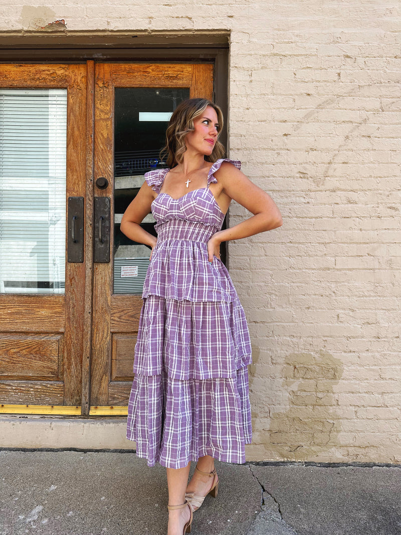 Plaid Sweetheart Midi Dress