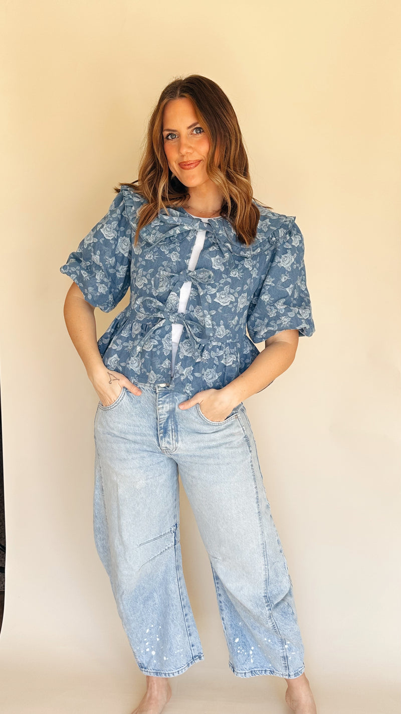 Caitlin Denim Peplum Top