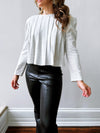 Piper Pleated Knit Top in Heather Grey