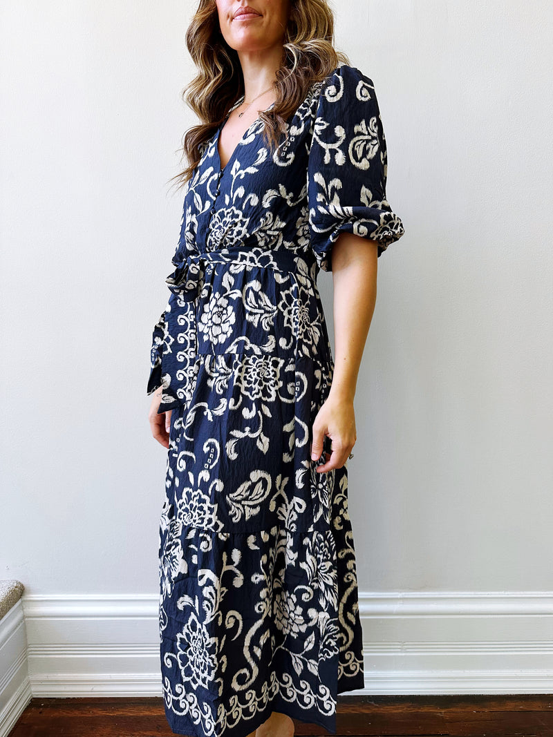 Indigo Bloom Midi Dress