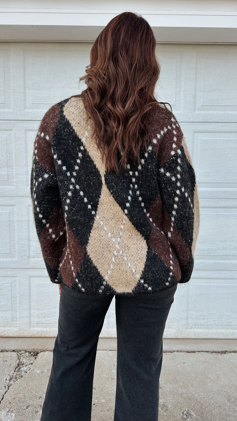 Argyle Chunky Cardigan
