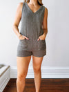 Khaki Ribbed Knit Romper