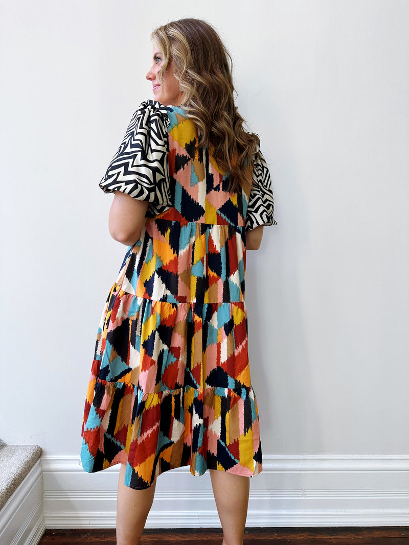 Zana Puff Sleeve Midi Dress