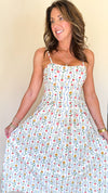 Ivy Floral Midi Dress in Cream