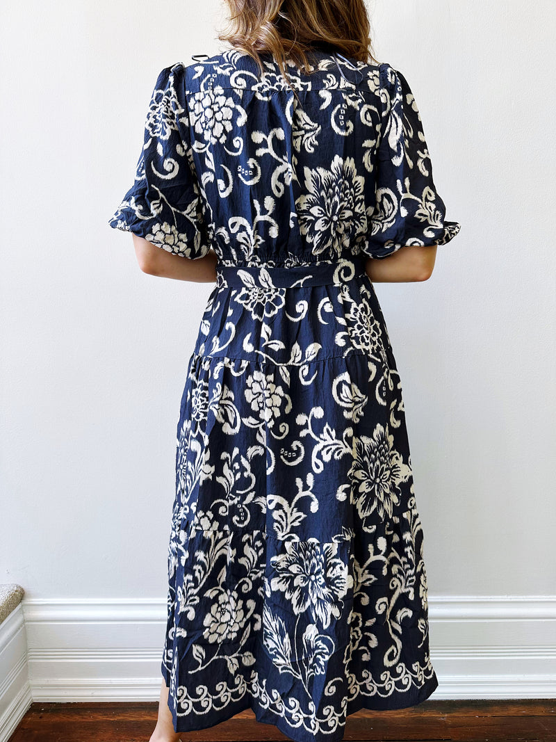 Indigo Bloom Midi Dress