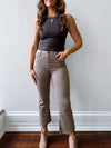 Cropped Kick Flare in Taupe