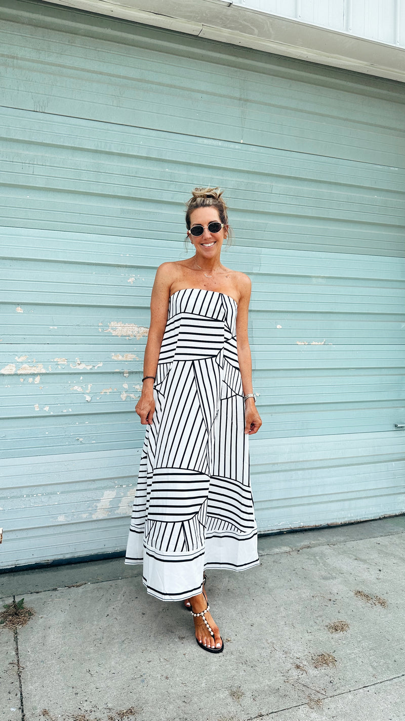 B&W Strapless Dress