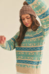 Mint For You Fair Isle Sweater