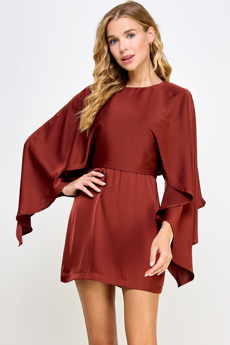 Cape Sleeve Mini Dress