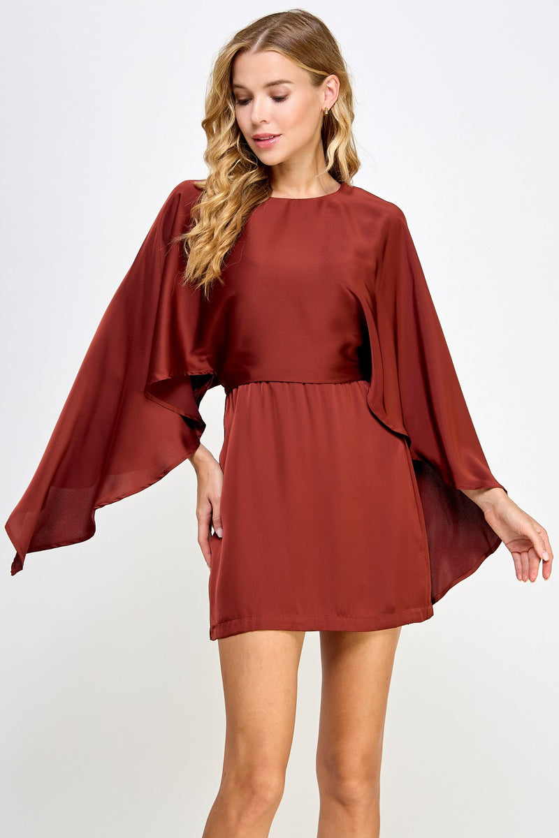 Cape Sleeve Mini Dress