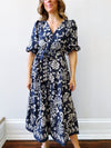 Indigo Bloom Midi Dress