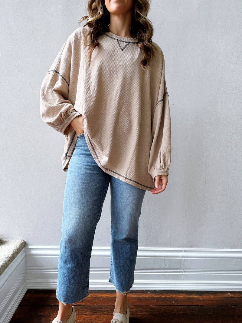 Almond Oversized Thermal Top