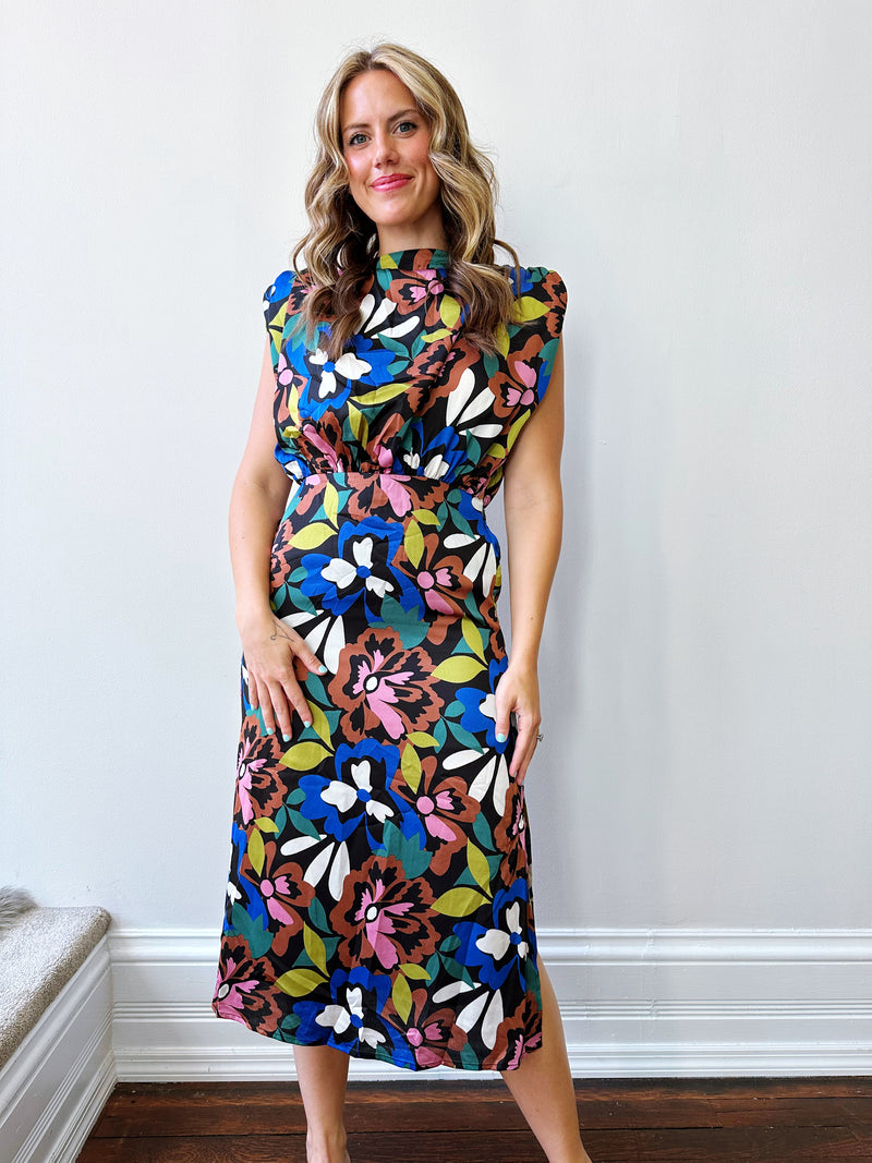 Bold Floral Midi Dress
