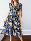Blue Botanical Midi Dress
