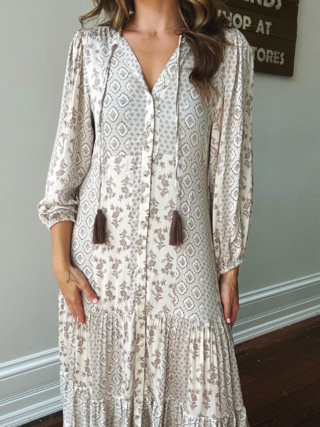 Wonderous Button Front Midi Dress