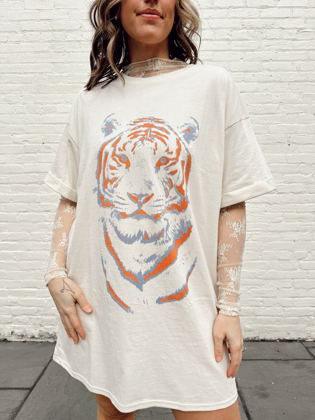 Tiger Stencil T-Shirt Dress