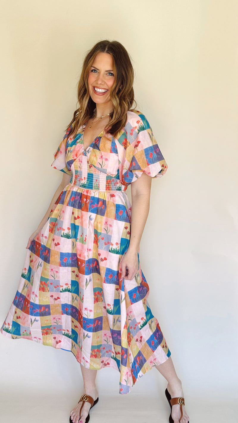 Darling Plaid Midi Dress