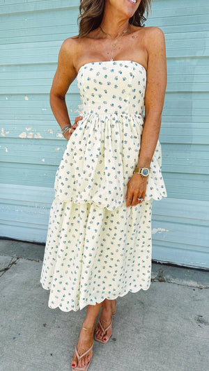 Belle Floral Strapless Dress