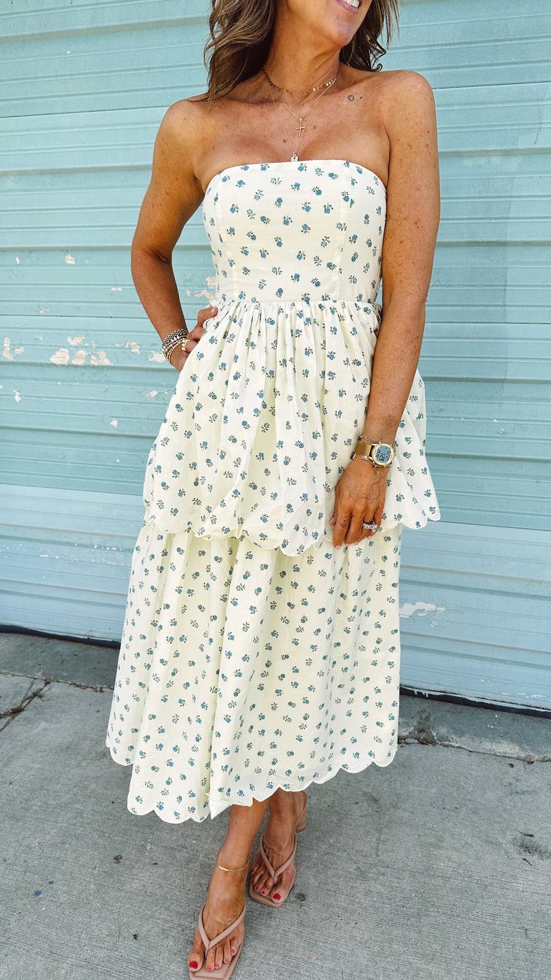 Belle Floral Strapless Dress