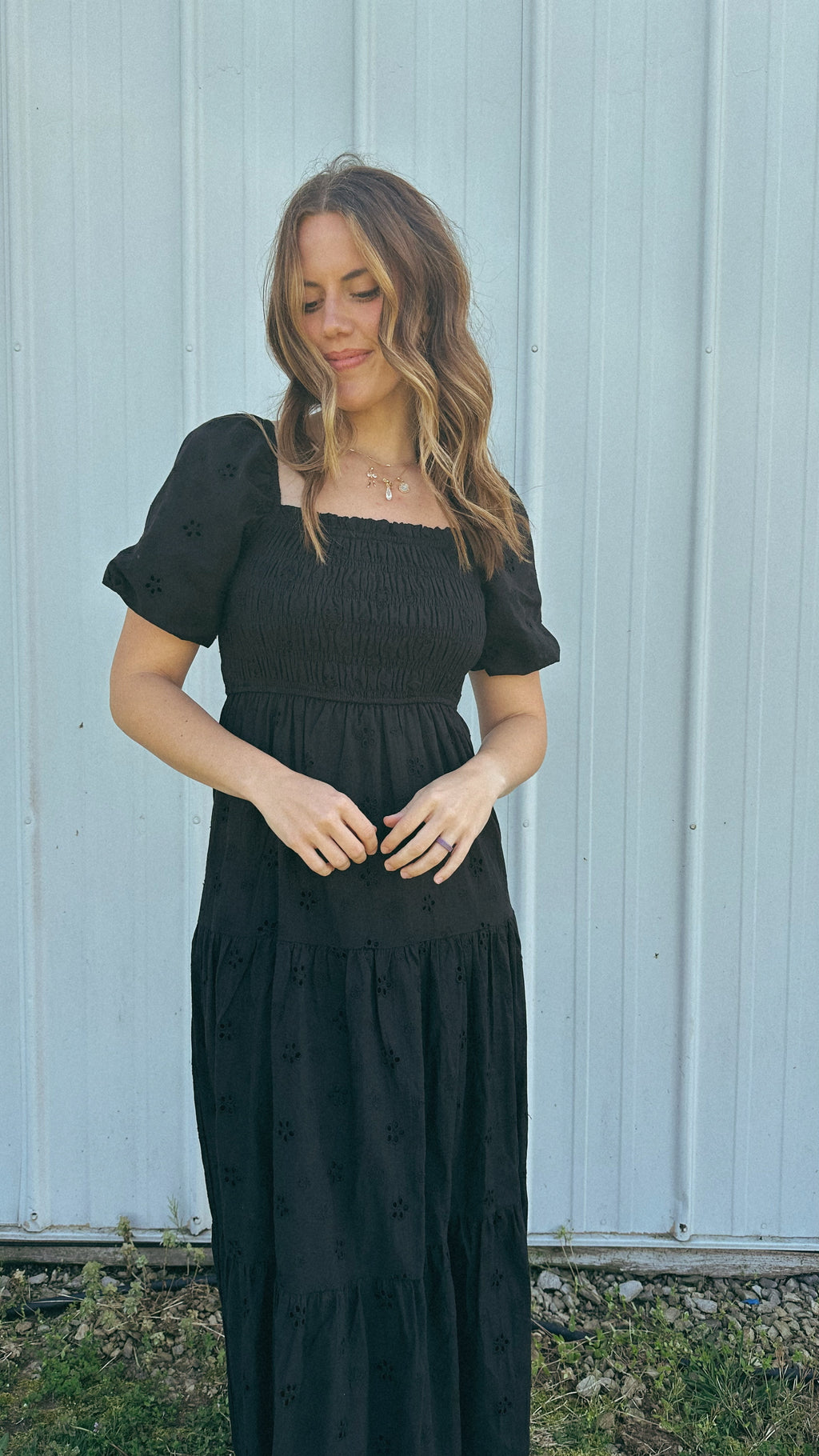 Rachel Eyelet Midi Dress