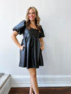 Leather Babydoll Mini Dress