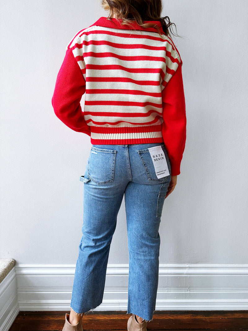 Malibu Red Polo Sweater