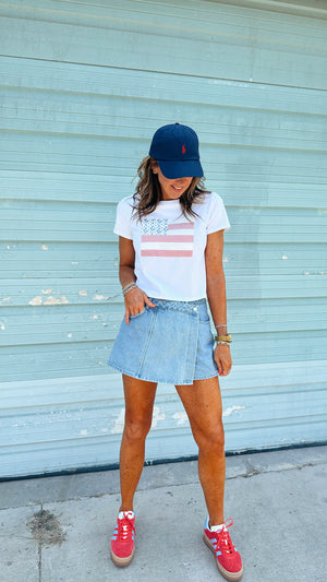 Denim Wrap Skort