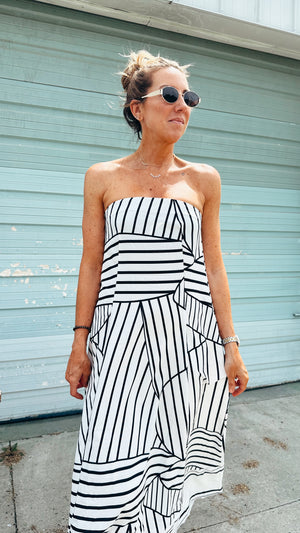 B&W Strapless Dress