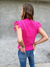 Raspberry Cream Fringe Sweater