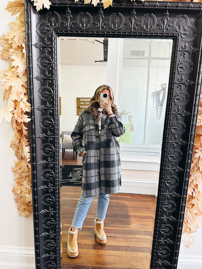 Darkest Night Long Plaid Jacket