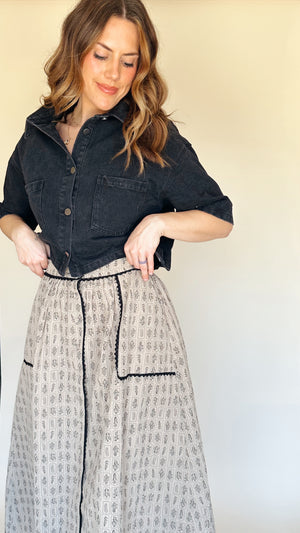 Maddy Button Front Midi Skirt