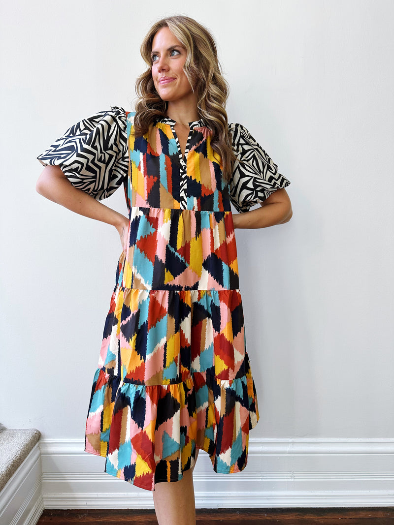 Zana Puff Sleeve Midi Dress