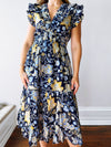 Blue Botanical Midi Dress