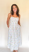 Ivy Floral Midi Dress in Cream
