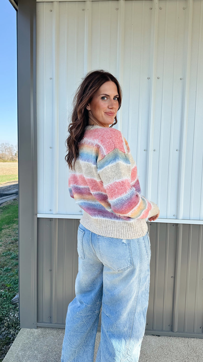 Fuzzy Striped Cardigan