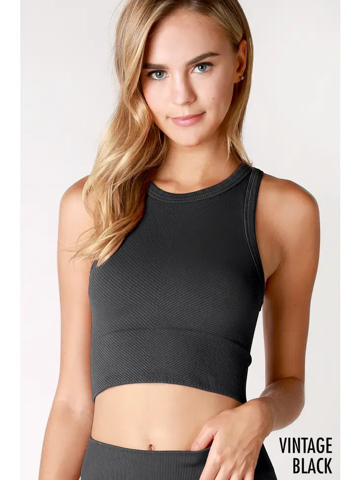 Vintage Chevron Highneck Crop