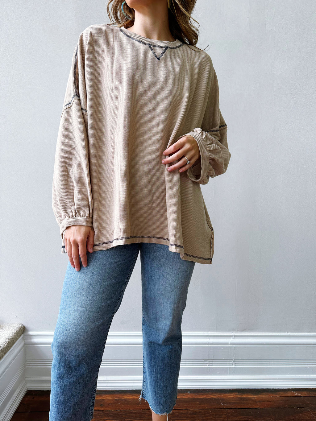 Almond Oversized Thermal Top