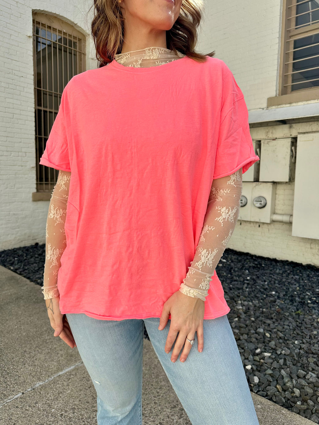 Nina Tee in Fluorescent Coral
