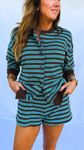 Varsity Cardigan in Teal