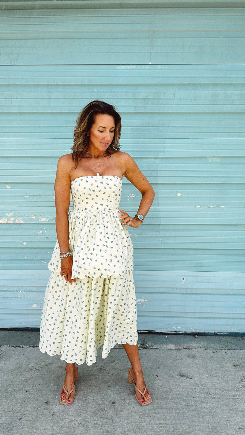 Belle Floral Strapless Dress