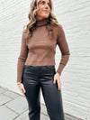 Cocoa Ribbed Turtleneck Sweater