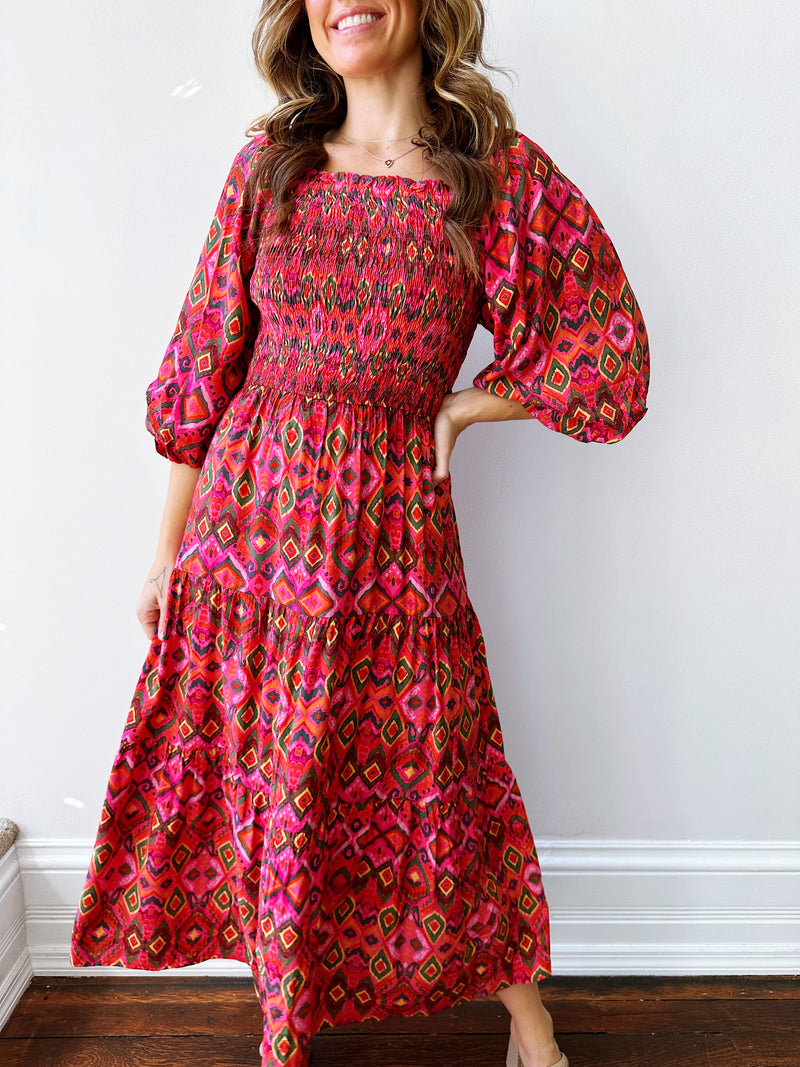 Watermelon Palomas Midi Dress
