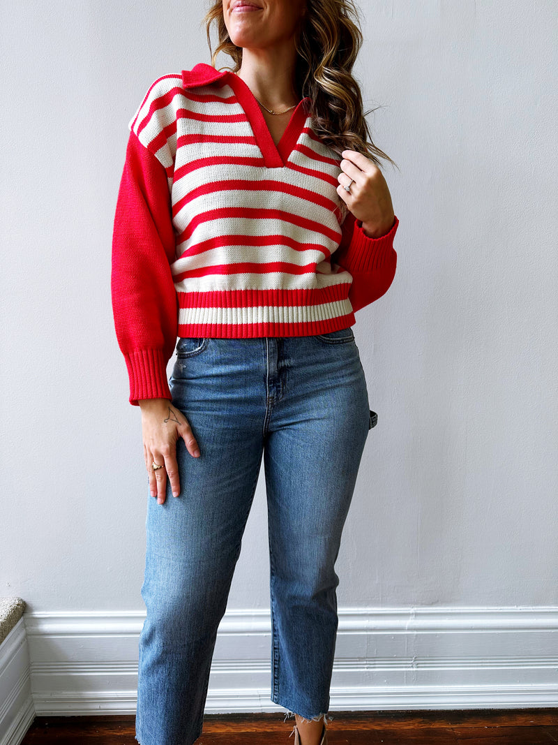 Malibu Red Polo Sweater