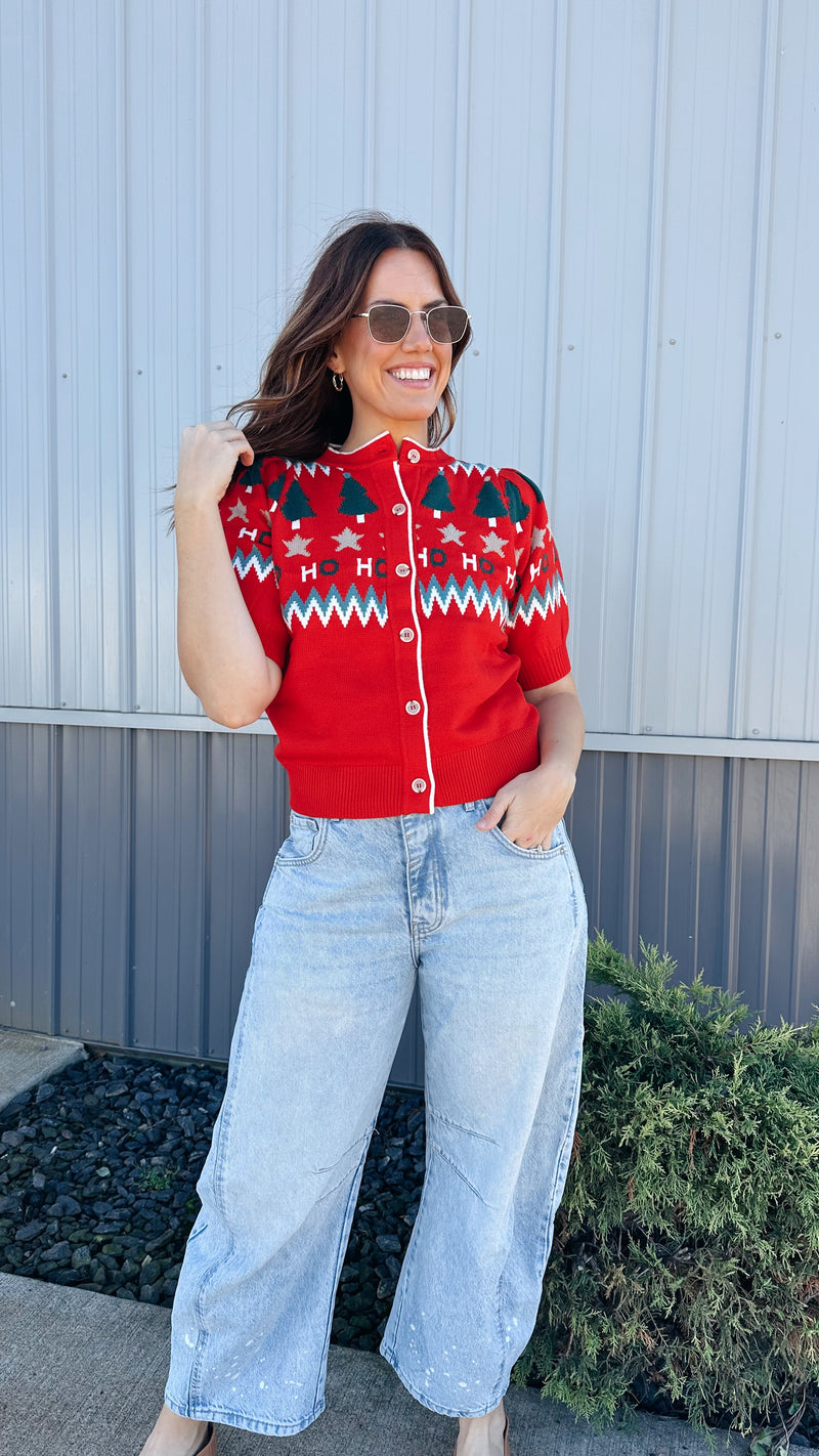 HO-HO Cardigan in Red
