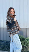 Striped Sherpa Oversized Vest