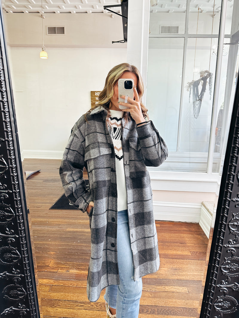 Darkest Night Long Plaid Jacket