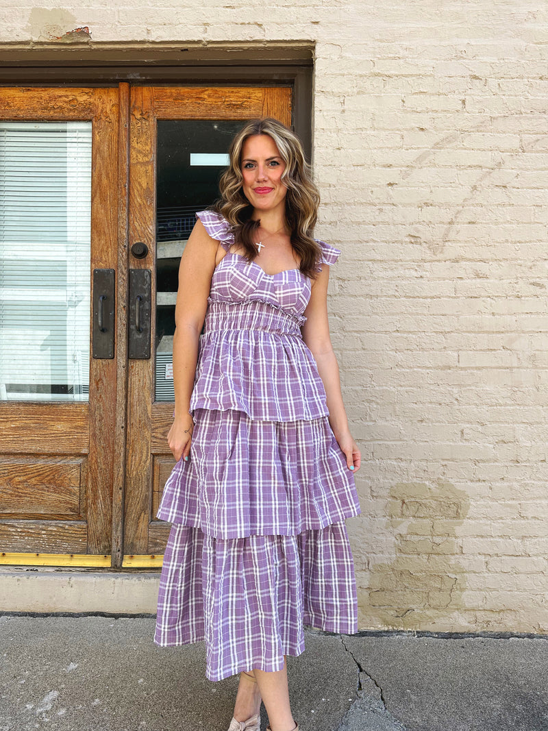 Plaid Sweetheart Midi Dress