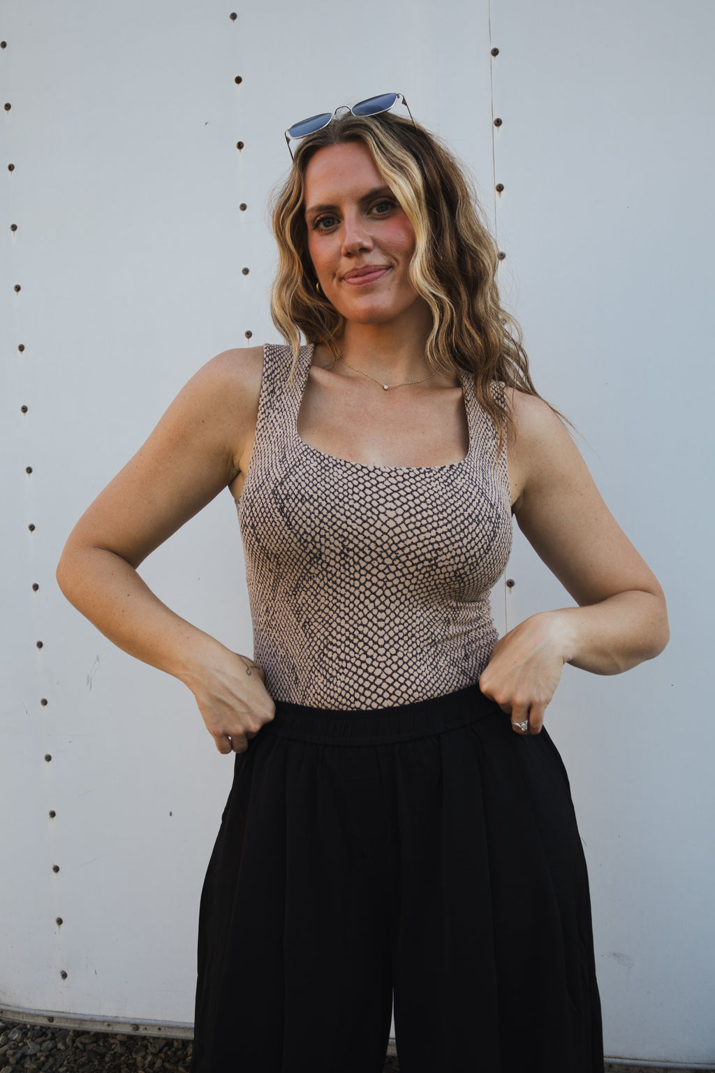 Square Neck Snakeskin Tank Top
