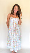 Ivy Floral Midi Dress in Cream