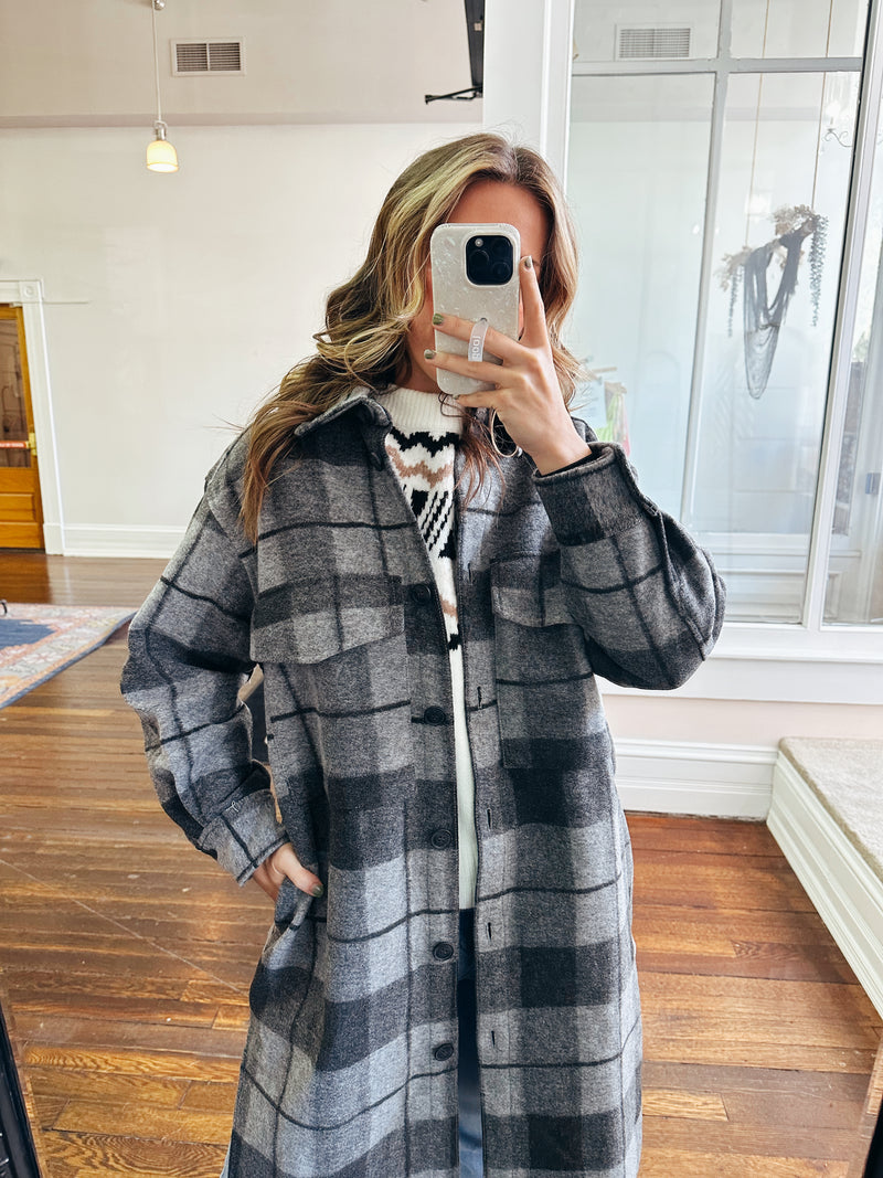 Darkest Night Long Plaid Jacket